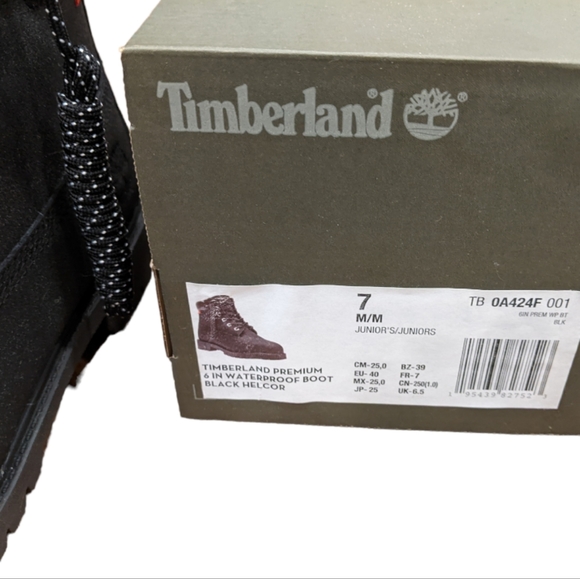 Timberland Prem 6" Waterproof Boot Black Helcor Boys US 7, Equiv to women US 8.5 - Picture 15 of 15
